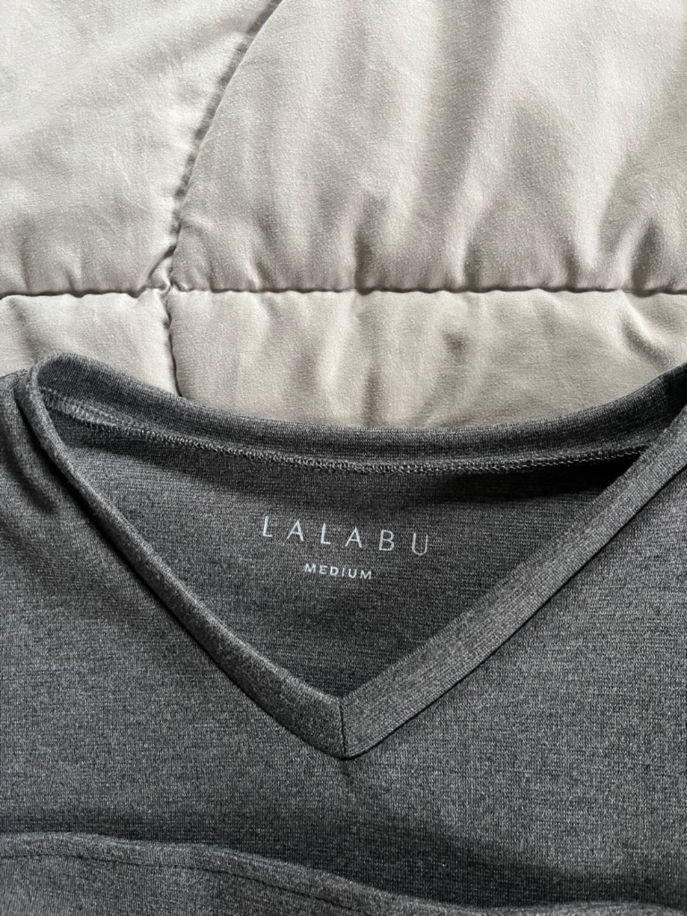 Lalabu Baby Wearing V-Neck Shirt in Dark Gray - Picture 2 of 10